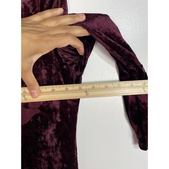 Vtg Whimsigoth Dress XL Burgundy Floral Burnout Velvet Dark Romantic Fairygrunge - Picture 8 of 12
